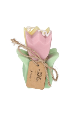 Jens Living Tulp Kaarsen Geel & Paars set van 2stuks 6x2.5x8.5cm 1st