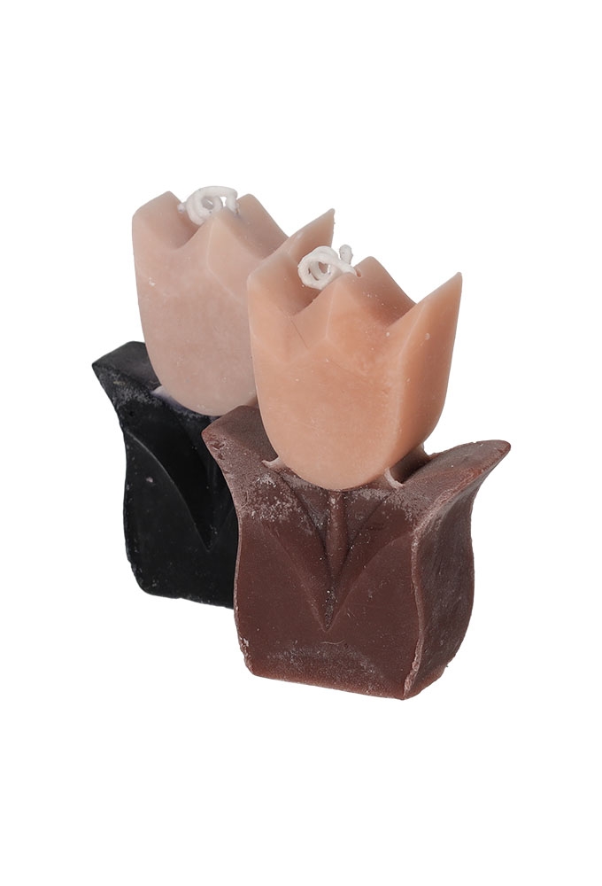 Jens Living Tulp Kaarsen Taupe & Zwart set van 2stuks 6x2.5x8.5cm 1st