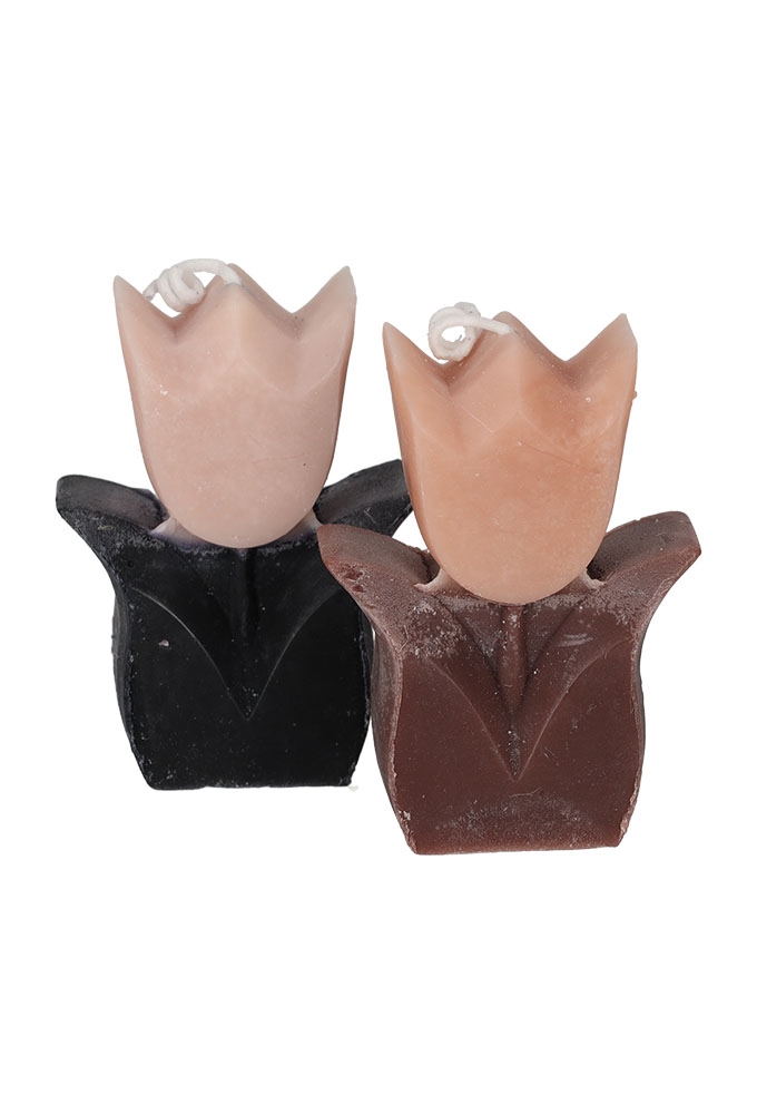Jens Living Tulp Kaarsen Taupe & Zwart set van 2stuks 6x2.5x8.5cm 1st