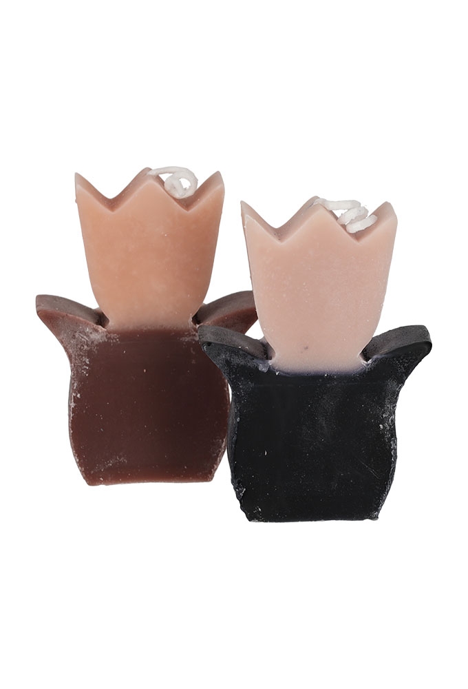 Jens Living Tulp Kaarsen Taupe & Zwart set van 2stuks 6x2.5x8.5cm 1st