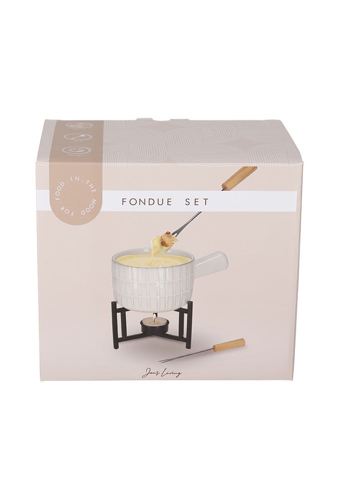 Jens Living Fondue Set Wit 17.5x12x14.5cm 1stuks Jens Living Fondue Set Wit 17.5x12x14.5cm 1stuks