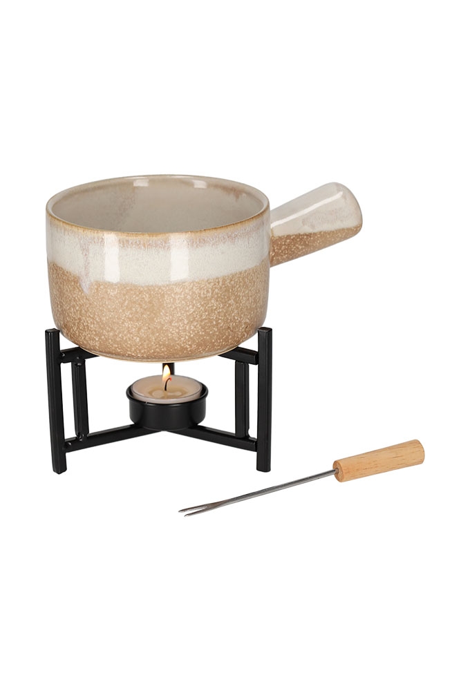 Jens Living Fondue Set Taupe 17.5x12x14.5cm 1stuks