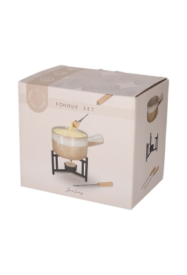 Jens Living Fondue Set Taupe 17.5x12x14.5cm 1stuks Jens Living Fondue Set Taupe 17.5x12x14.5cm 1stuks