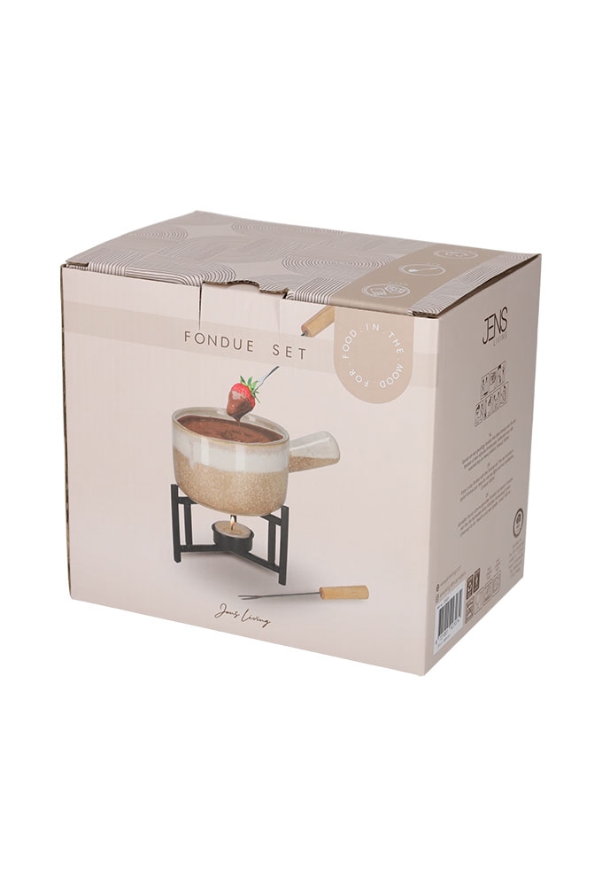 Jens Living Fondue Set Taupe 17.5x12x14.5cm 1stuks