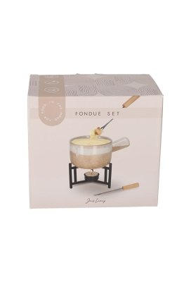 Jens Living Fondue Set Taupe 17.5x12x14.5cm 1stuks Jens Living Fondue Set Taupe 17.5x12x14.5cm 1stuks