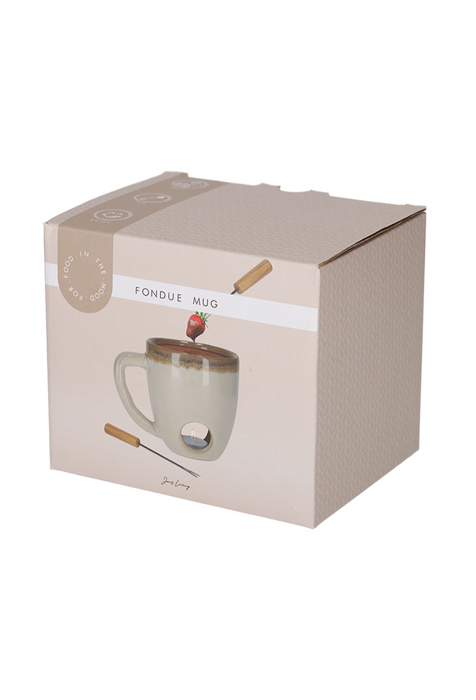 Jens Living Fondue Mok Beige 14x10x11cm 1stuks