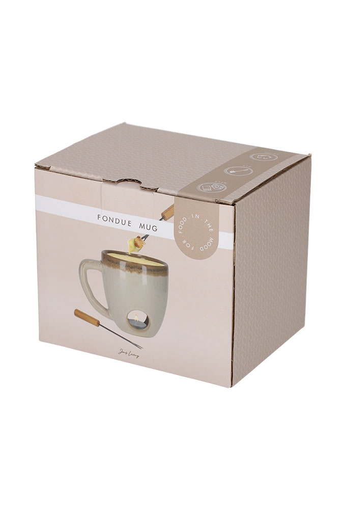Jens Living Fondue Mok Beige 14x10x11cm 1stuks