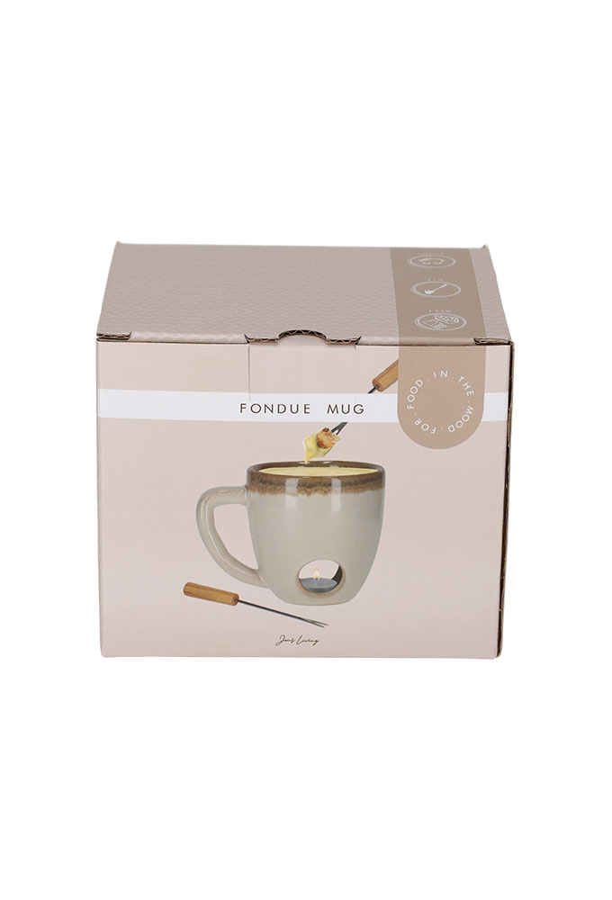 Jens Living Fondue Mok Beige 14x10x11cm 1stuks