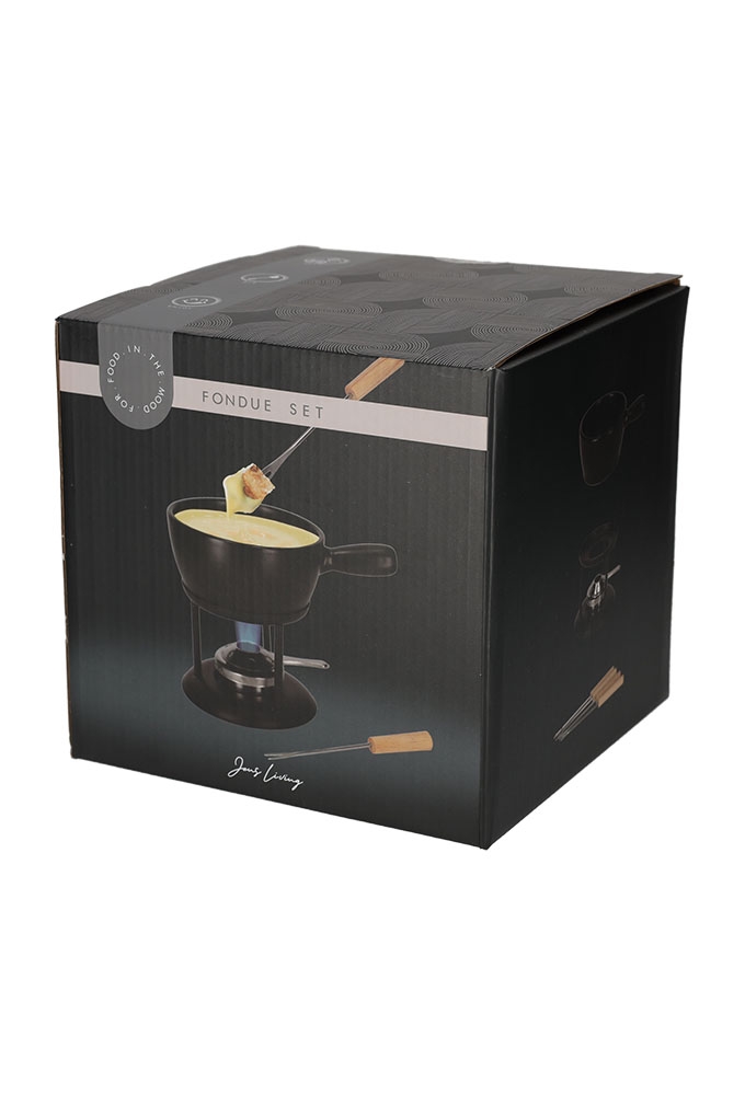 Jens Living Fondue Set Zwart Large 22x16x20cm 1stuks