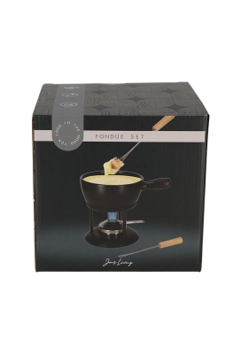 Jens Living Fondue Set Zwart Large 22x16x20cm 1stuks Jens Living Fondue Set Zwart Large 22x16x20cm 1stuks