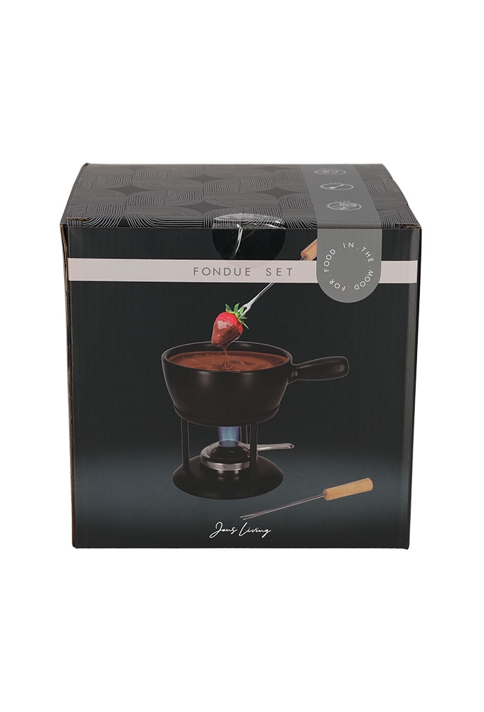 Jens Living Fondue Set Zwart Large 22x16x20cm 1stuks