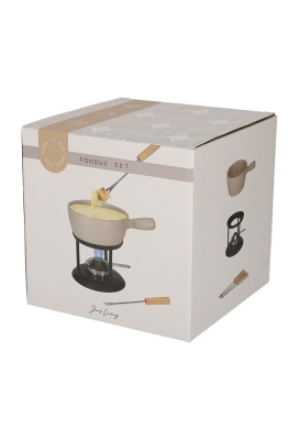 Jens Living Fondue Set Beige Large 22x16x20cm 1stuks Jens Living Fondue Set Beige Large 22x16x20cm 1stuks