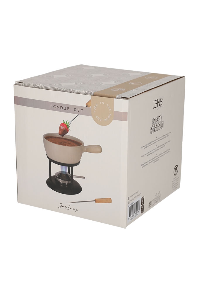 Jens Living Fondue Set Beige Large 22x16x20cm 1stuks