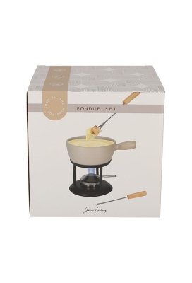 Jens Living Fondue Set Beige Large 22x16x20cm 1stuks Jens Living Fondue Set Beige Large 22x16x20cm 1stuks