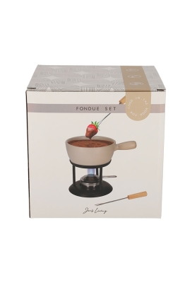 Jens Living Fondue Set Beige Large 22x16x20cm 1stuks Jens Living Fondue Set Beige Large 22x16x20cm 1stuks