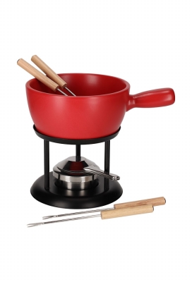 Jens Living Fondue Set Rood Large 22x16x20cm 1stuks Jens Living Fondue Set Rood Large 22x16x20cm 1stuks