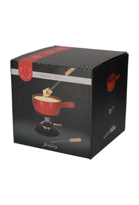 Jens Living Fondue Set Rood Large 22x16x20cm 1stuks Jens Living Fondue Set Rood Large 22x16x20cm 1stuks