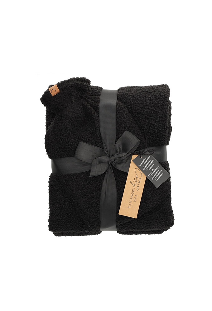 Jens Living Giftset Boucle Zwart set van 2stuks 28x34x12.5cm 1stuks