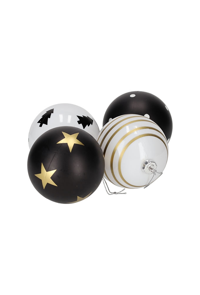 Jens Living Kerstballen Print set van 4stuks 6x6x9cm 1stuks