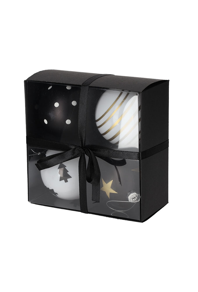 Jens Living Kerstballen Print set van 4stuks 6x6x9cm 1stuks