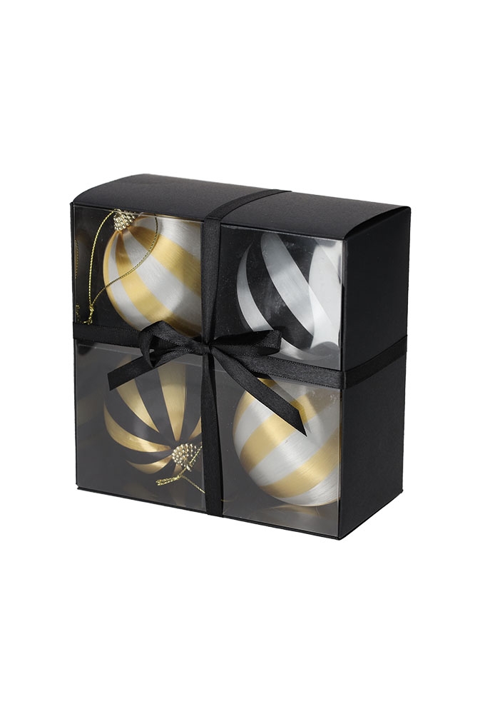 Jens Living Kerstballen Satijn set van 4stuks 6x6x9cm 1stuks