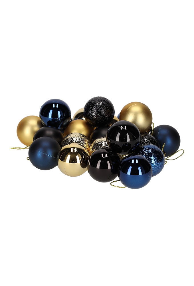 Jens Living Kerstballen Blauw & Goud set van 2stuks 3.5x3.5x5.5cm 1st