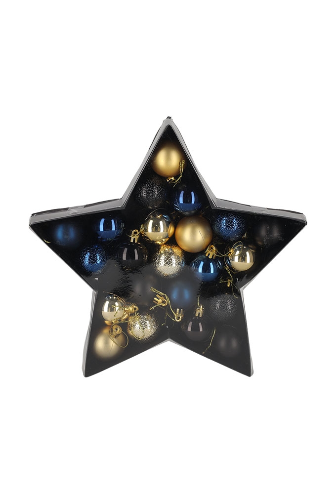 Jens Living Kerstballen Blauw & Goud set van 2stuks 3.5x3.5x5.5cm 1st