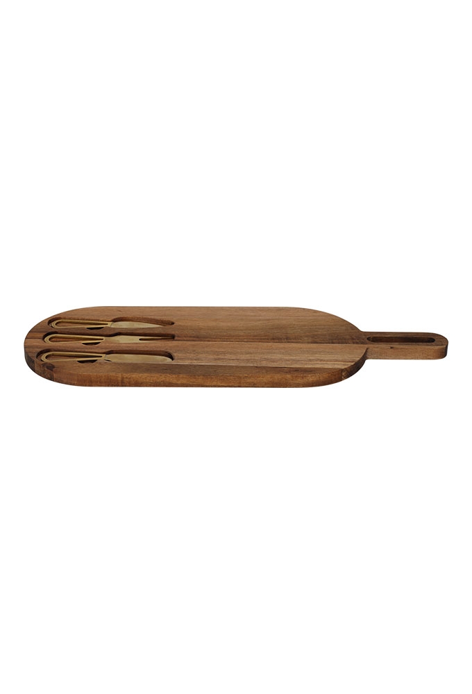Jens Living Serveerplank Met Goud Bestek 45x17x1.5cm 1stuks Jens Living Serveerplank Met Goud Bestek 45x17x1.5cm 1stuks