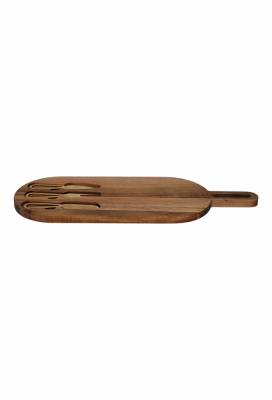 Jens Living Serveerplank Met Goud Bestek 45x17x1.5cm 1stuks Jens Living Serveerplank Met Goud Bestek 45x17x1.5cm 1stuks