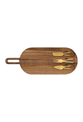 Jens Living Serveerplank Met Goud Bestek 45x17x1.5cm 1stuks Jens Living Serveerplank Met Goud Bestek 45x17x1.5cm 1stuks