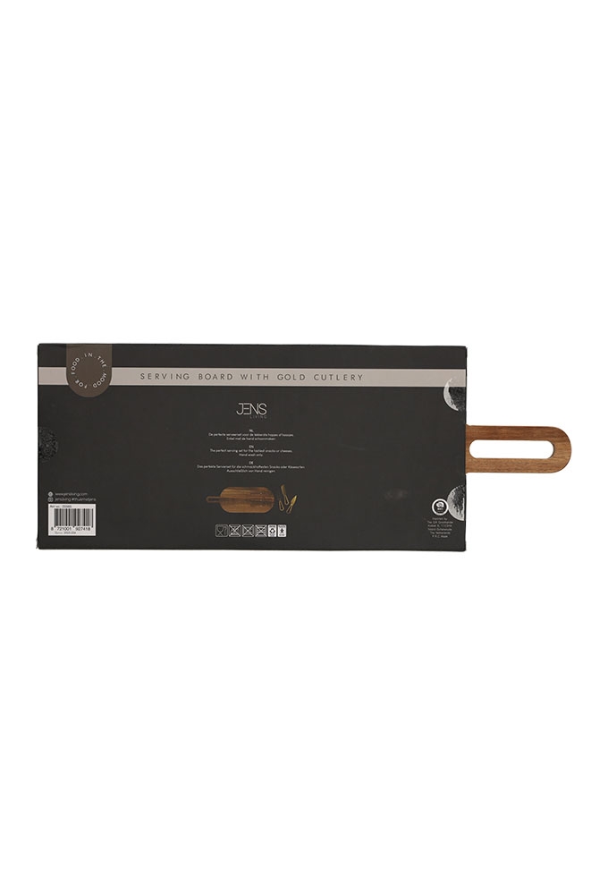 Jens Living Serveerplank Met Goud Bestek 45x17x1.5cm 1stuks Jens Living Serveerplank Met Goud Bestek 45x17x1.5cm 1stuks