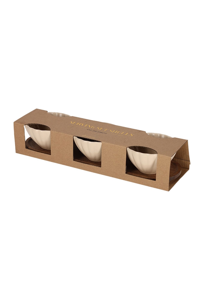 Jens Living Serveerset Met Schelp Schaaltjes Beige 30x9x6cm 1stuks Jens Living Serveerset Met Schelp Schaaltjes Beige 30x9x6cm 1stuks