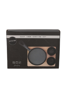 Jens Living Gietijzeren Serveerset Rond 21x14.5x4cm 1stuks Jens Living Gietijzeren Serveerset Rond 21x14.5x4cm 1stuks