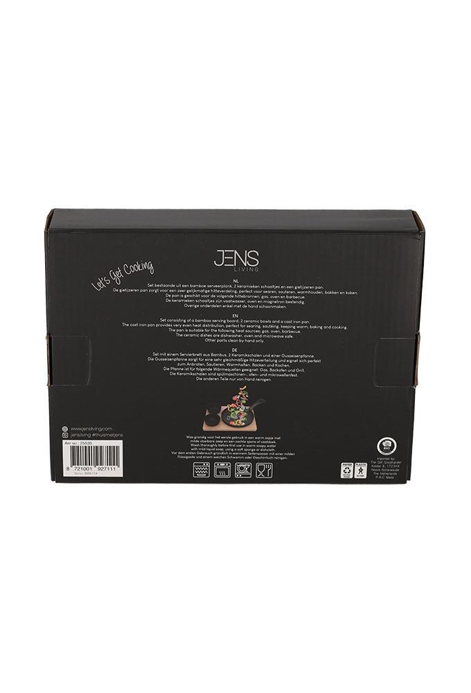 Jens Living Gietijzeren Serveerset Rond 21x14.5x4cm 1stuks Jens Living Gietijzeren Serveerset Rond 21x14.5x4cm 1stuks