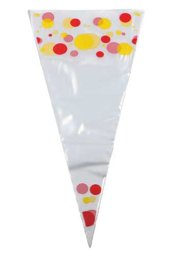 Snoepzak & Puntzak Dots Rood & Geel Met Opdruk 18x37cm 250stuks