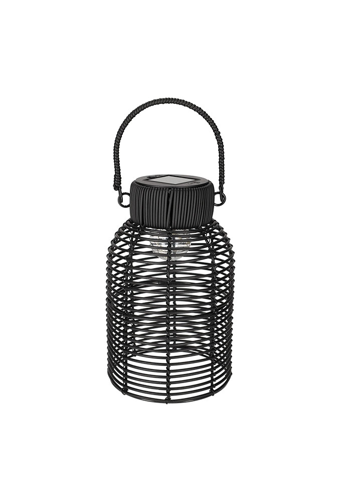 Jens Living Solar Lantaarn Rotan Zwart 15.5x15.5x25cm 1stuks