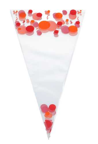 Snoepzak & Puntzak Dots Oranje & Rood Met Opdruk 18x37cm 250stuks