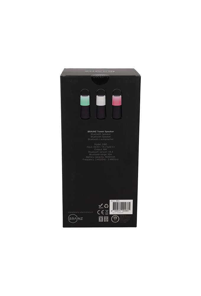 Brainz Tower Speaker Grijs 12x11x30cm 1stuks