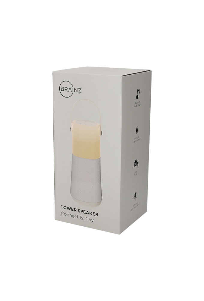 Brainz Tower Speaker Taupe 12x11x30cm 1stuks Brainz Tower Speaker Taupe 12x11x30cm 1stuks