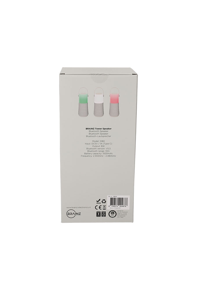 Brainz Tower Speaker Taupe 12x11x30cm 1stuks Brainz Tower Speaker Taupe 12x11x30cm 1stuks