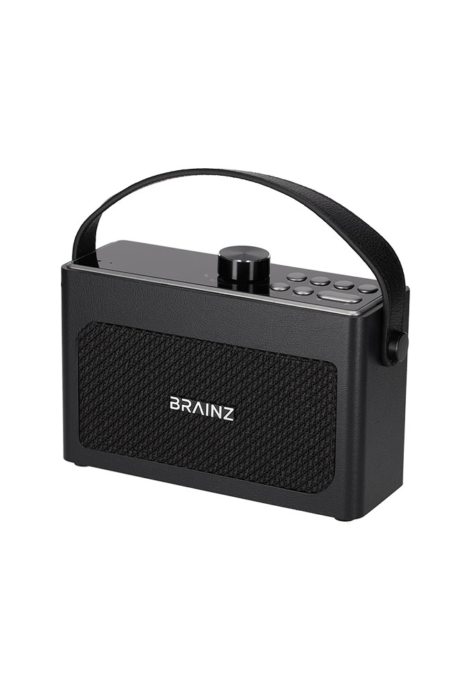 Brainz Retro Clock Speaker Zwart 18x7.5x11.2cm 1stuks