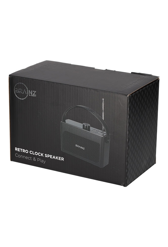 Brainz Retro Clock Speaker Zwart 18x7.5x11.2cm 1stuks