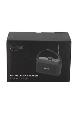 Brainz Retro Clock Speaker Zwart 18x7.5x11.2cm 1stuks Brainz Retro Clock Speaker Zwart 18x7.5x11.2cm 1stuks