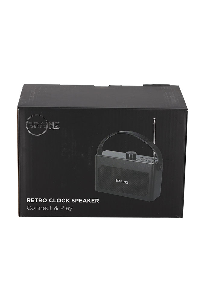 Brainz Retro Clock Speaker Zwart 18x7.5x11.2cm 1stuks