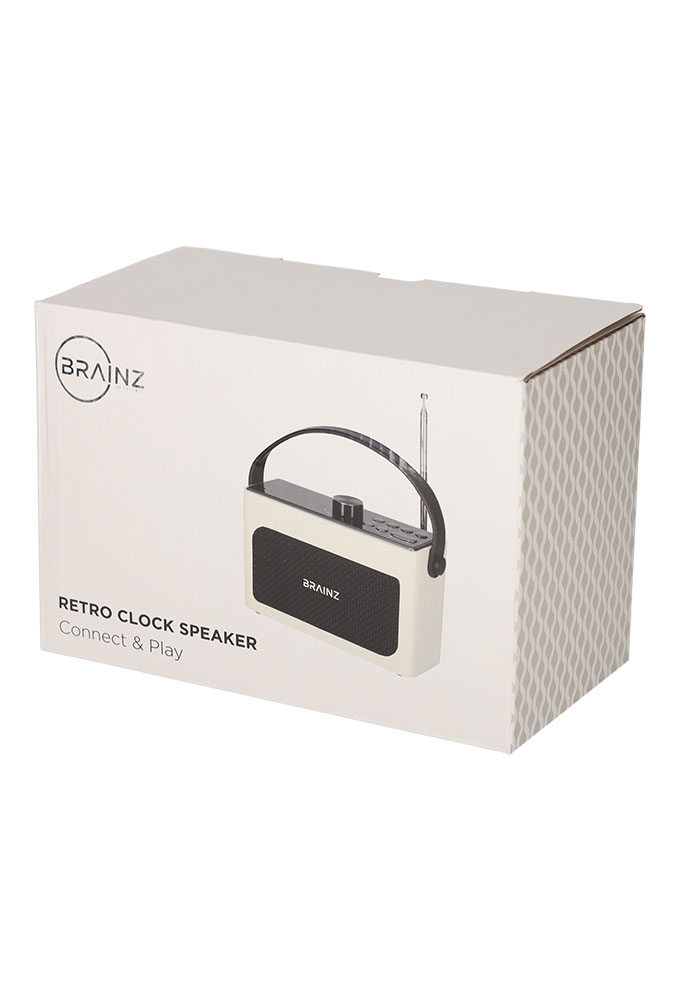 Brainz Retro Clock Speaker Wit 18x7.5x11.2cm 1stuks Brainz Retro Clock Speaker Wit 18x7.5x11.2cm 1stuks