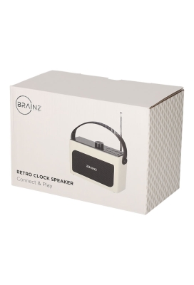 Brainz Retro Clock Speaker Wit 18x7.5x11.2cm 1stuks Brainz Retro Clock Speaker Wit 18x7.5x11.2cm 1stuks