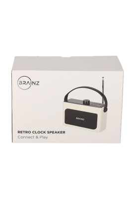 Brainz Retro Clock Speaker Wit 18x7.5x11.2cm 1stuks Brainz Retro Clock Speaker Wit 18x7.5x11.2cm 1stuks