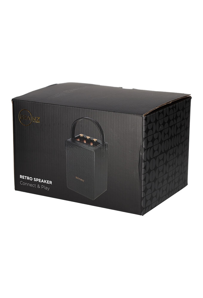 Brainz Retro Speaker Zwart 13.5x11x19cm 1stuks