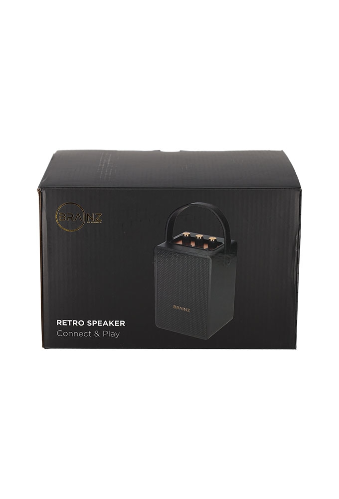Brainz Retro Speaker Zwart 13.5x11x19cm 1stuks Brainz Retro Speaker Zwart 13.5x11x19cm 1stuks