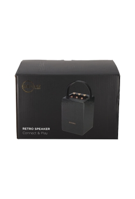 Brainz Retro Speaker Zwart 13.5x11x19cm 1stuks Brainz Retro Speaker Zwart 13.5x11x19cm 1stuks